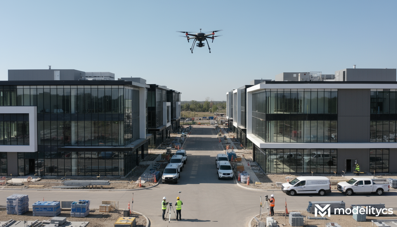 Drone data visualization showing mapped terrain